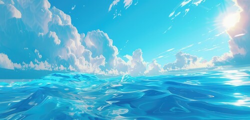 Serene Ocean View with Glistening Sunlight