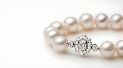 Obraz premium Elegant Pearl Bracelet with Diamond Clasp