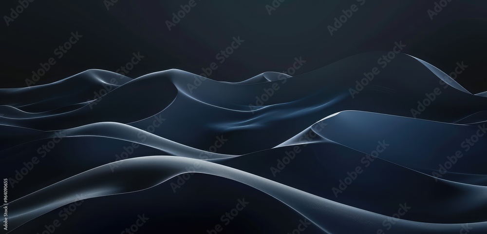 Canvas Prints Dark Blue Satin Fabric in Elegant Wavy Design