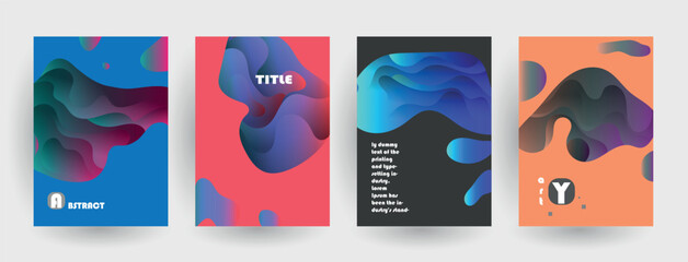 Abstract geometric pattern background for brochure cover design. Blue, yellow, red, orange, pink and green vector banner template	