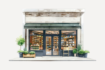 Charming bookstore storefront illustration