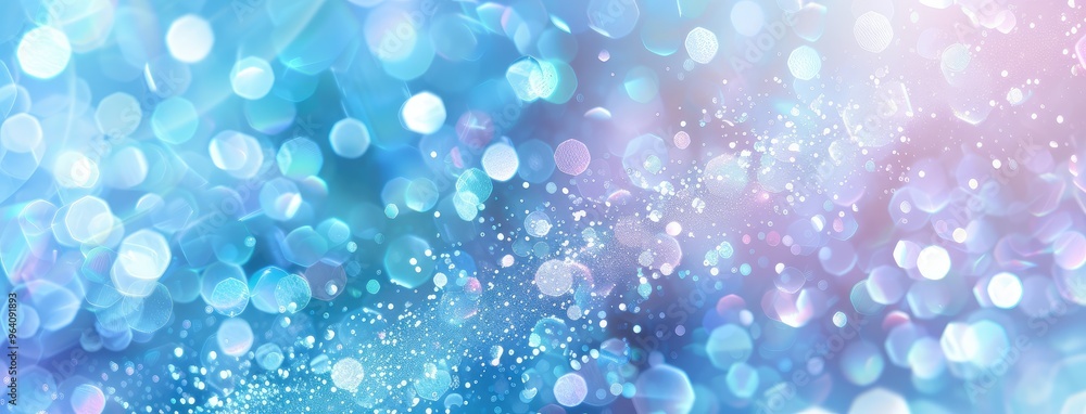 Poster Abstract Blue Bokeh Lights Sparkling Background