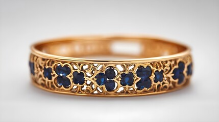 Gold Ring with Blue Sapphires - Luxury Jewelry