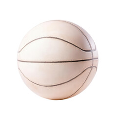 A close-up of a classic basketball showcasing its smooth surface and distinctive lines. Perfect for sports and fitness themes.