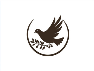 Obraz premium A simple yet powerful symbol of peace, featuring a dove carrying an olive branch. It represents hope, harmony, and global unity in a minimalist design.