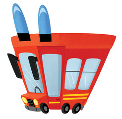 cartoon scene with firetruck fire brigade car heavy duty truck isolated illustration for kids © honeyflavour