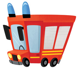 cartoon scene with firetruck fire brigade car heavy duty truck isolated illustration for kids © honeyflavour