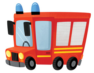 cartoon scene with firetruck fire brigade car heavy duty truck isolated illustration for kids © honeyflavour