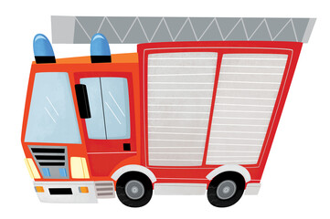 cartoon scene with firetruck fire brigade car heavy duty truck isolated illustration for kids © honeyflavour