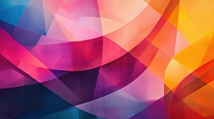 Obraz premium Vibrant geometric shapes layered in gradient hues, creating an abstract composition that evokes a sense of movement and creativity.
