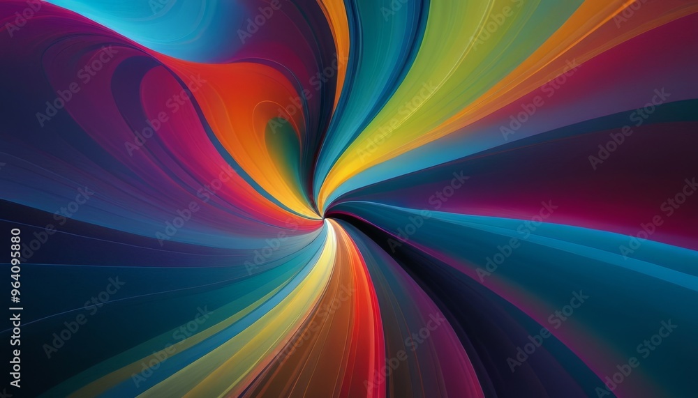 Poster a mesmerizing abstract image featuring a colorful vortex of swirling light. the dynamic movement and