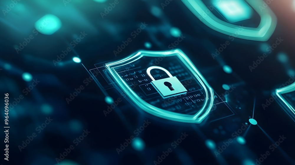 Aufkleber data flow in cybersecurity network - high-tech solutions for information safety