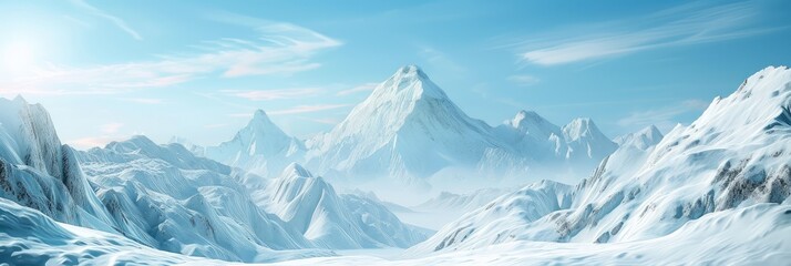 Fototapeta premium Majestic Snowy Mountain Range Under Clear Blue Sky