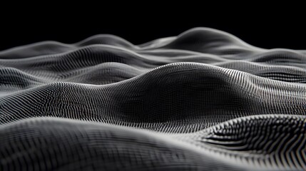 Naklejka premium Abstract Black and White 3D Grid Wave Pattern Background