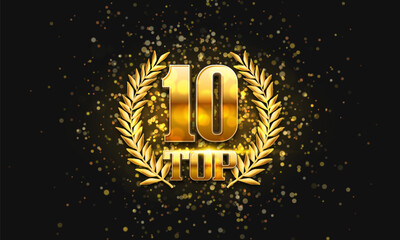 Fototapeta premium Top 10 award poster. Presentation 10 best with golden laurel wreath. Vector illustration.