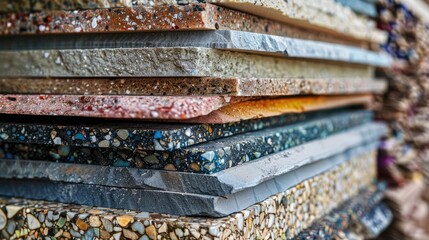 Assorted Stone Countertop Samples in Close-up