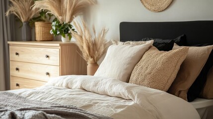 Scandinavian style bedroom with simple furnishings