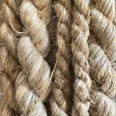 Fototapeta premium Close-Up of Coiled Natural Ropes