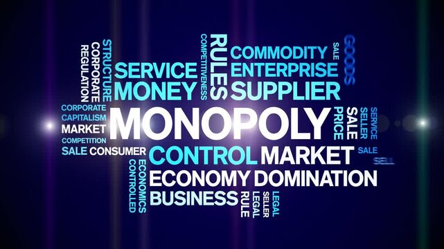 Monopoly animated word cloud;text design animation tag kinetic typography seamless loop.