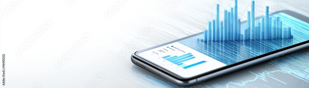 Aufkleber modern smartphone displaying digital data graph, symbolizing technology, analytics, and communicatio