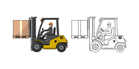 Forklift Vehicle With Driver Cartoon Design Illustration vector eps format suitable for your design needs logo illustration animation etc
