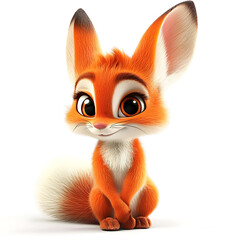 Obraz premium 3D animal cute cartoon, white background, cute and attractive animal cartoons