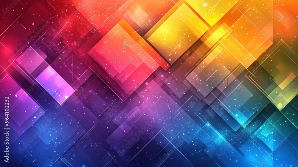 Aufkleber vibrant geometric shapes frame with bold color blending into abstract background