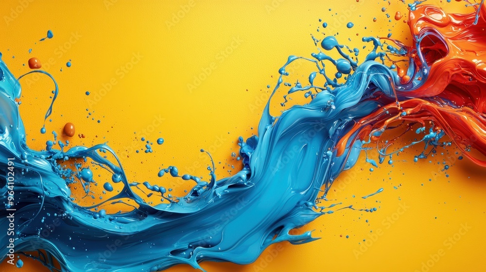 Poster dynamic abstract design with multi-colored swirls and bold shapes on vibrant background