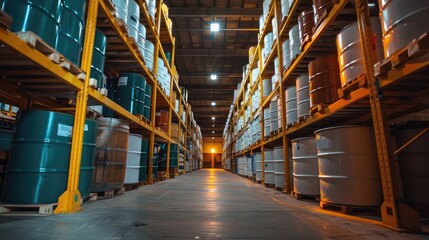 Industrial Warehouse with Barrel Storage