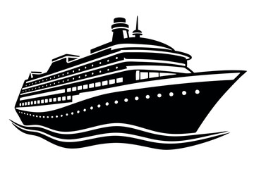 Obraz premium Modern Cruising Ship silhouette vector illustration. 