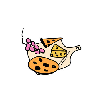 cheese board with grapes and cookies clip art preview