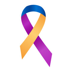 Blue, yellow, and purple ribbon awareness month Bladder cancer. Isolated on white background. Vector  illustration.