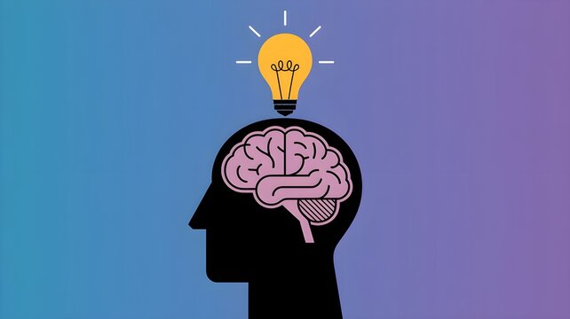 A creative visual of a brain with a light bulb symbolizing innovative ideas and thoughts emerging from the mind.
