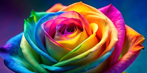 Vibrant rainbow-colored rose with bright hues and unique design