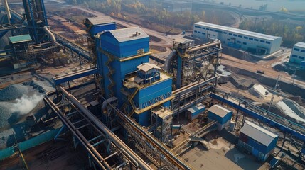 Fototapeta premium Modern Industrial Plant Aerial View