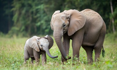 Mother Elephant and Baby Elephant 