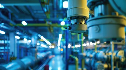 Fototapeta premium Blue Industrial Machinery and Pipelines