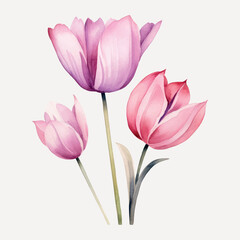 Fototapeta premium Elegant watercolor pink tulips