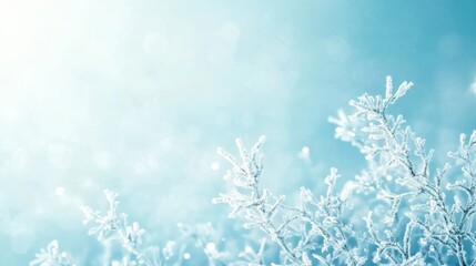 An abstract illustration of a winter scene with delicate frost patterns and soft, diffused light creating a serene atmosphere