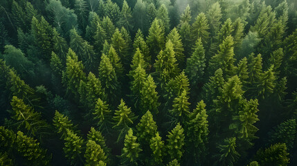 Fototapeta premium green pine forest