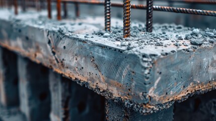 Close-Up of Reinforced Concrete Structure