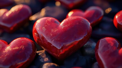 A heart wallpaper showing 3d red heart with romantic settings