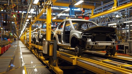 Modern Car Manufacturing Assembly Line