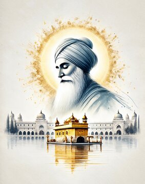 Watercolor background illustration for guru nanak jayanti.