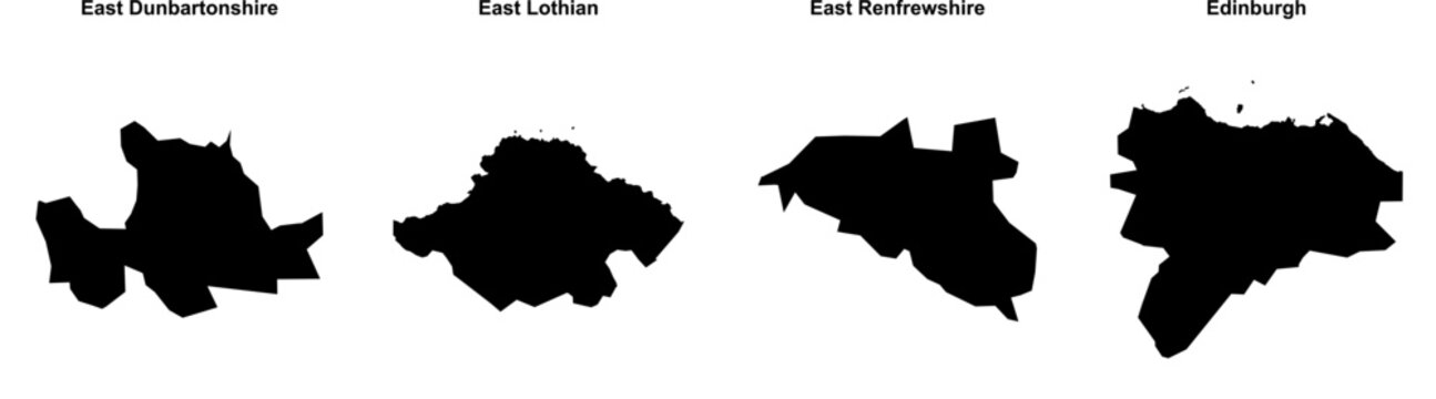East Dunbartonshire, East Lothian, East Renfrewshire, Edinburgh outline maps