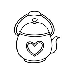 illustration of a teapot with a heart-shaped design.