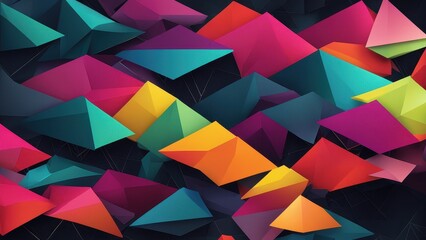 Obraz premium Abstract geometric shapes in vibrant colors creating a dynamic visual pattern.