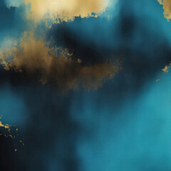 Fototapeta premium Abstract dark Black teal and golden watercolor paint grunge texture background