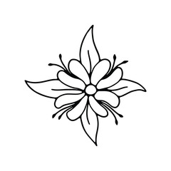 illustration of a detailed flower with large petals and leaves.