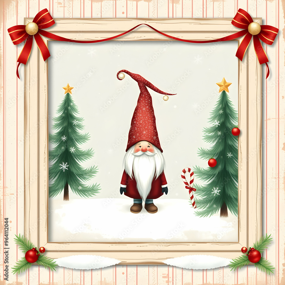 Wall mural christmas greeting card with santa claus